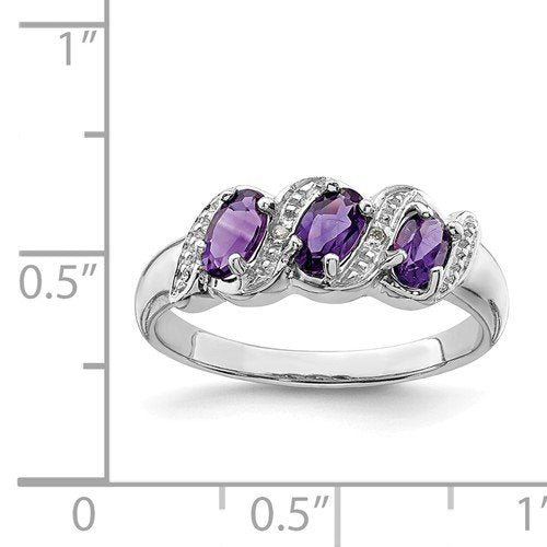 STERLING SILVER 0.69 CTW AMETHYST AND DIAMOND RING 4,4.5,5,5.5,6,6.5,7,7.5,8,8.5,9