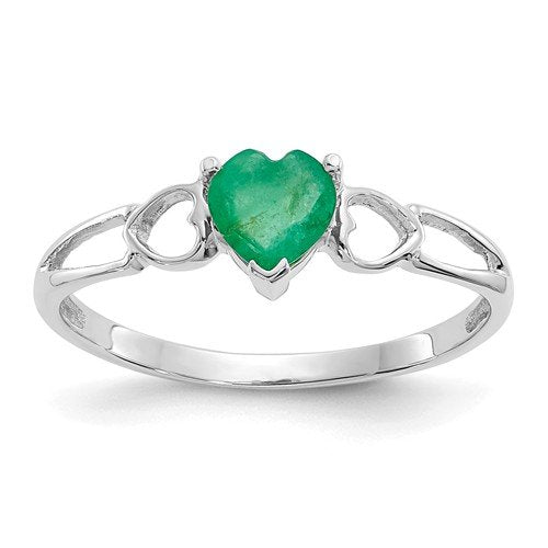 14KT Gold Heart Emerald Birthstone Ring 4 / White,4.5 / White,5 / White,5.5 / White,6 / White,6.5 / White,7 / White,7.5 / White,8 / White,8.5 / White,9 / White