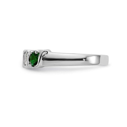 14KT White Gold Diamond With Emerald Band 4,4.5,5,5.5,6,6.5,7,7.5,8,8.5,9