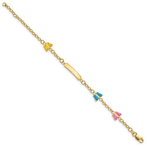 14KT Yellow Gold 6 Inch Butterfly Child ID Bracelet With 1/2 Inch Exrtender