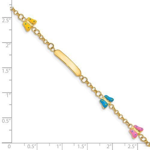14KT Yellow Gold 6 Inch Butterfly Child ID Bracelet With 1/2 Inch Exrtender