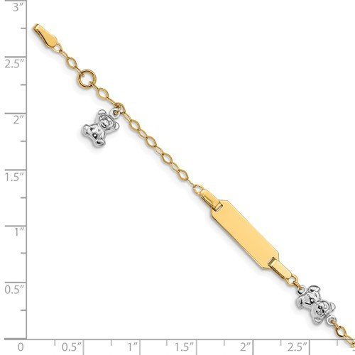 14KT Two-Tone Teddy Bear ID Children Bracelet