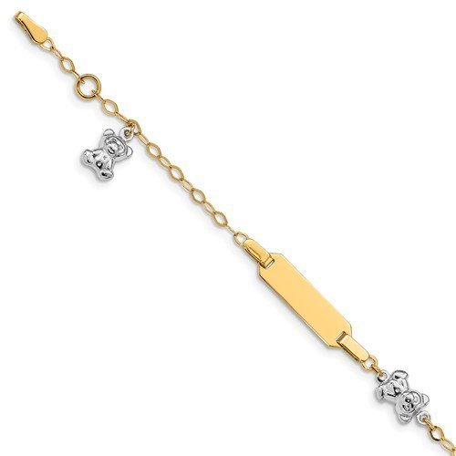 14KT Two-Tone Teddy Bear ID Children Bracelet