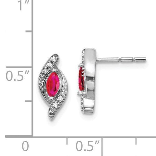 14KT WHITE GOLD DIAMOND AND RUBY EARRINGS
