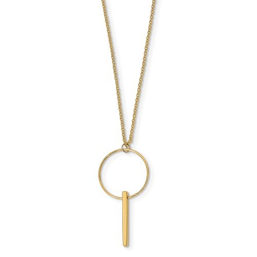 14KT Yellow Gold Polished Circle and Bar Necklace