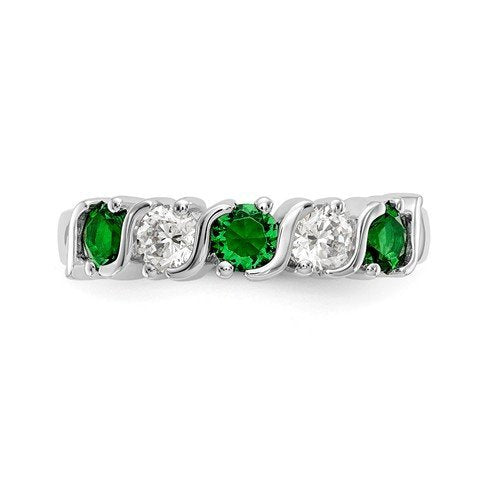 14KT White Gold Diamond With Emerald Band 4,4.5,5,5.5,6,6.5,7,7.5,8,8.5,9