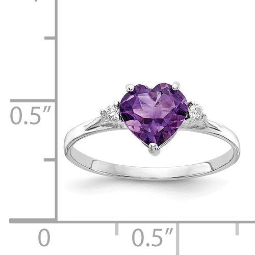 Sterling Silver Heart Birthstone V-Shape Ring with Amethyst (Simulated)  Stone | Jewlr