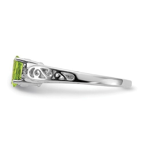 14KT WHITE GOLD 0.45 CTW OVAL PERIDOT AND DIAMOND RING 4,4.5,5,5.5,6,6.5,7,7.5,8,8.5,9