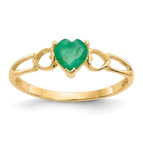 14KT Gold Heart Emerald Birthstone Ring 4 / Yellow,4.5 / Yellow,5 / Yellow,5.5 / Yellow,6 / Yellow,6.5 / Yellow,7 / Yellow,7.5 / Yellow,8 / Yellow,8.5 / Yellow,9 / Yellow