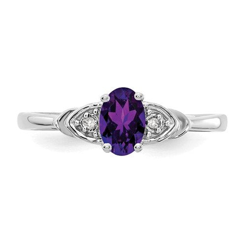14KT WHITE GOLD OVAL AMETHYST AND DIAMOND RING 4,4.5,5,5.5,6,6.5,7,7.5,8,8.5,9