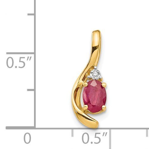 14KT GOLD DIAMOND AND OVAL RUBY PENDANT White,Yellow
