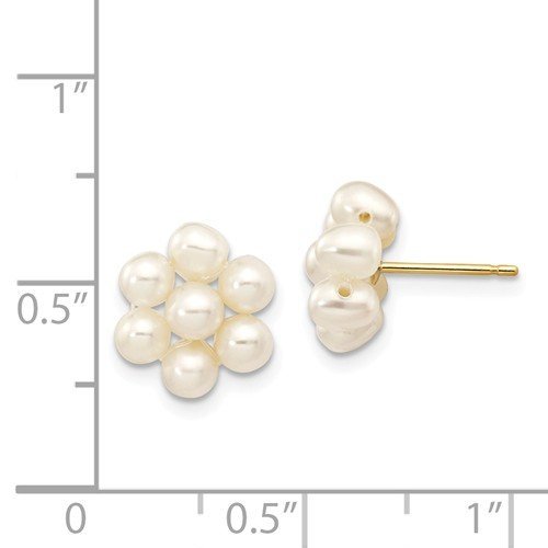 14KT Yellow Gold Pearl Flower Earrings