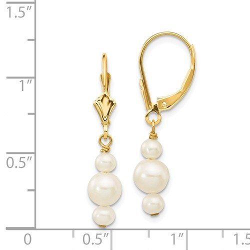 14KT Gold Semi-Round Pearl Leverback Dangle Earrings