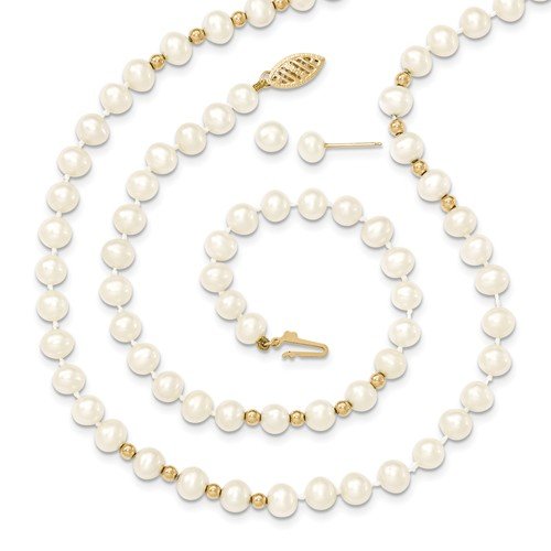 14 KT WHITE good GOLD NECKLACE & EARRINGS