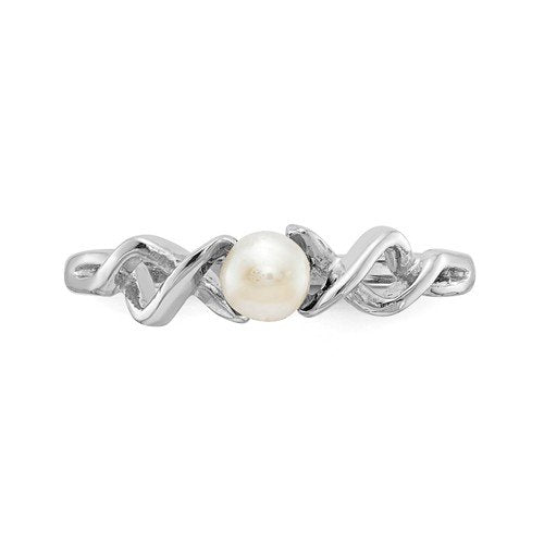 14KT WHITE GOLD POLISHED PEARL TWISTED RING 4,4.5,5,5.5,6,6.5,7,7.5,8,8.5,9