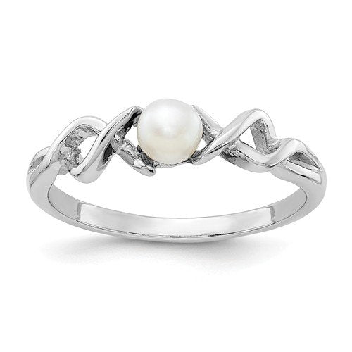 14KT WHITE GOLD POLISHED PEARL TWISTED RING 4,4.5,5,5.5,6,6.5,7,7.5,8,8.5,9