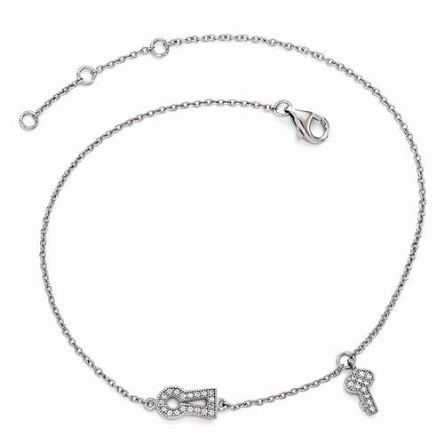 Sterling Silver Lock and Key Anklet
