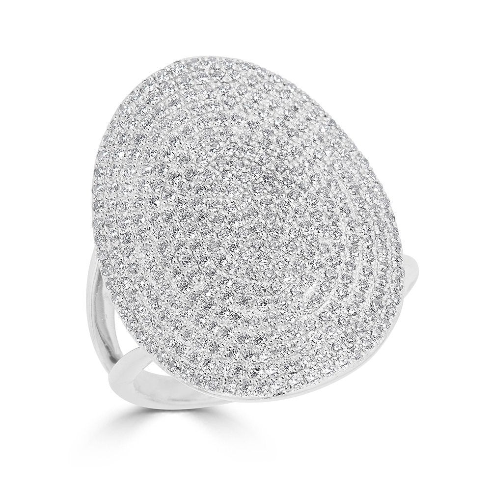 EMILIQUE 14KT GOLD 1.00 CTW DIAMOND PAVE OVAL RING White