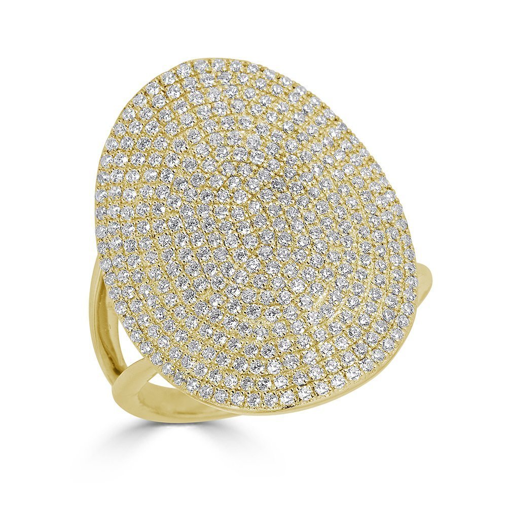 EMILIQUE 14KT GOLD 1.00 CTW DIAMOND PAVE OVAL RING Yellow