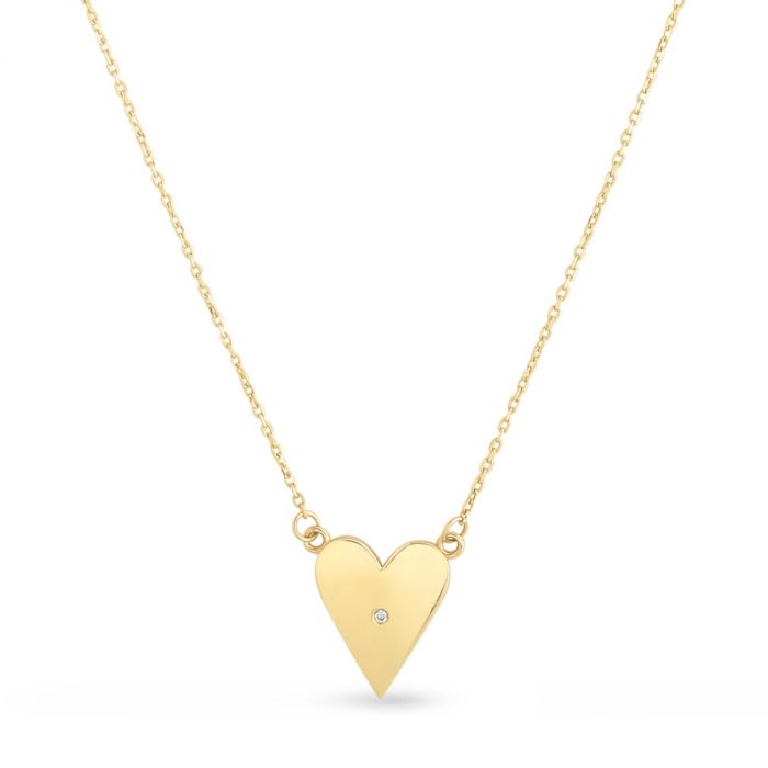 EMILIQUE 14KT YELLOW GOLD ELONGATED DIAMOND HEART NECKLACE
