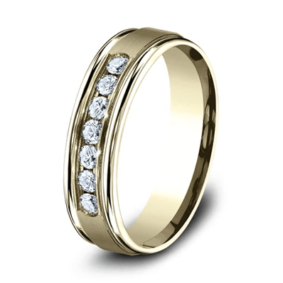 MEN'S 14KT YELLOW GOLD 0.42 CTW DIAMOND CHANNEL SET BAND 8,8.5,9,9.5,10,10.5,11,11.5,12,12.5,13