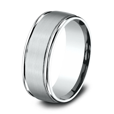 Women's 14KT White Gold 8MM Satin Finish Wedding Band 4,4.5,5,5.5,6,6.5,7,7.5,8,8.5,9