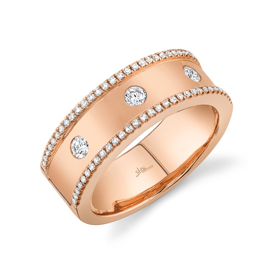 14KT GOLD 0.35 CTW DIAMOND OUTER ACCENT BAND 4 / Rose,4.5 / Rose,5 / Rose,5.5 / Rose,6 / Rose,6.5 / Rose,7 / Rose,7.5 / Rose,8 / Rose,8.5 / Rose,9 / Rose