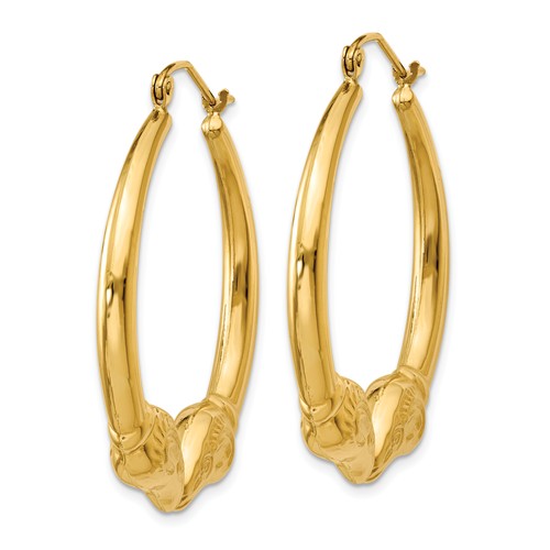 14KT Yellow Gold Rams Head Hoop Earrings