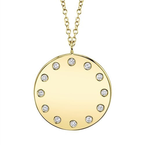 14KT GOLD .09 CTW DIAMOND DISC NECKLACE Yellow