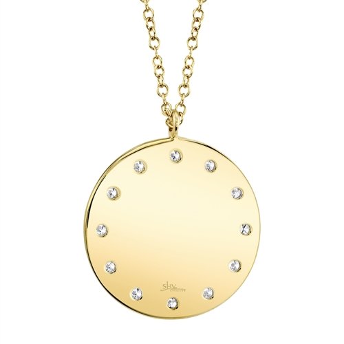 14KT GOLD .09 CTW DIAMOND DISC NECKLACE Rose,White,Yellow