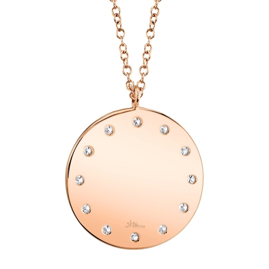 14KT GOLD .09 CTW DIAMOND DISC NECKLACE Rose,White,Yellow