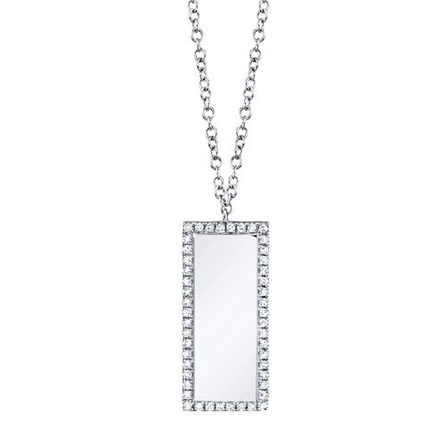 14KT Gold .11 CTW Diamond Vertical Bar Halo Necklace White