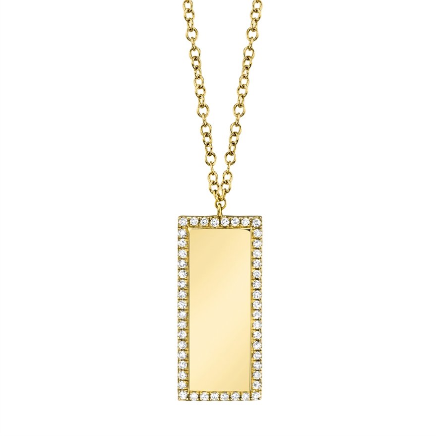 14KT Gold .11 CTW Diamond Vertical Bar Halo Necklace Yellow
