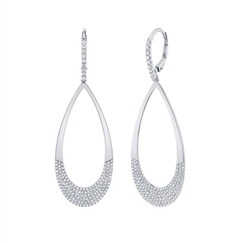 14KT Gold .88 CTW Diamond Pave Pear Drop Leverback Earrings White
