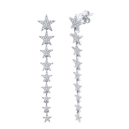 14KT Gold .51 CTW Diamond Dangle Star Earrings White