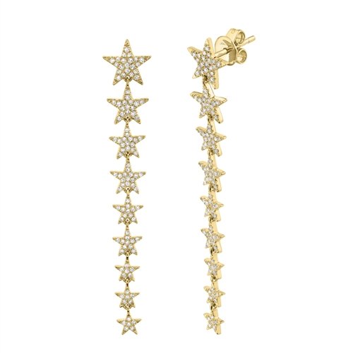 14KT Gold .51 CTW Diamond Dangle Star Earrings Yellow