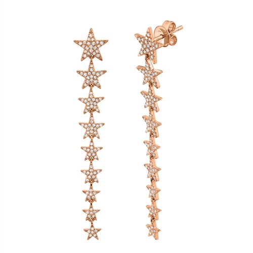 14KT Gold .51 CTW Diamond Dangle Star Earrings Rose