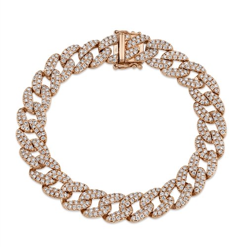14KT Gold 4.36 CTW Diamond Pave Chain Bracelet Rose