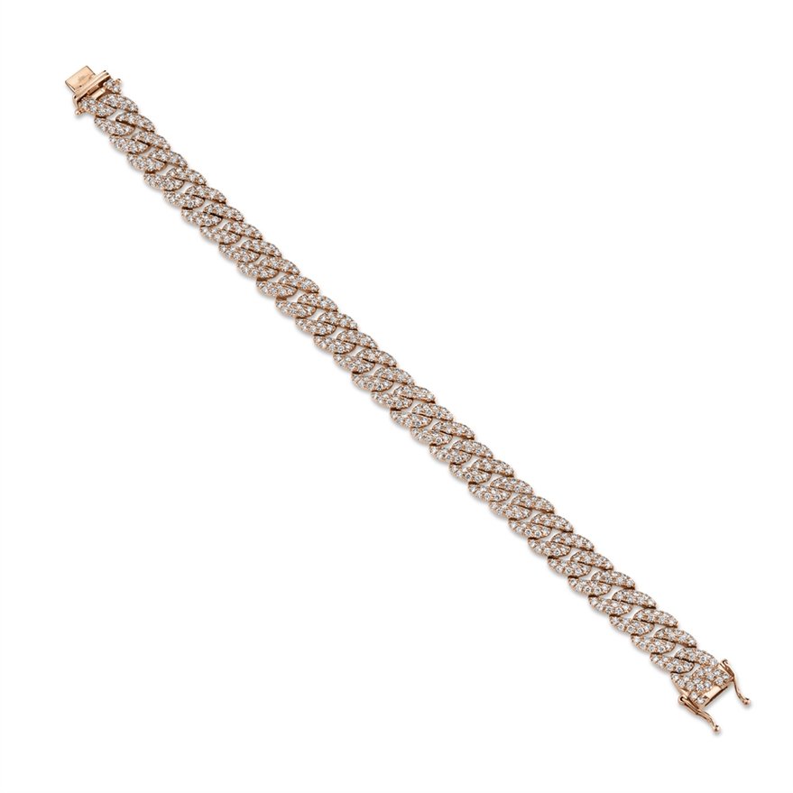 14KT Gold 4.83 CTW Diamond Pave Curb Link Bracelet Rose