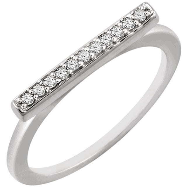 14KT Gold 1/10 CTW Diamond Bar Ring 4 / White,4.5 / White,5 / White,5.5 / White,6 / White,6.5 / White,7 / White,7.5 / White,8 / White,8.5 / White,9 / White