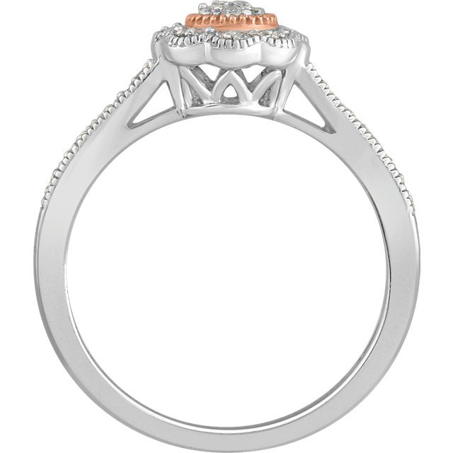 14KT Two-Tone Gold Round Diamond Promise Ring 4,4.5,5,5.5,6,6.5,7,7.5,8,8.5,9