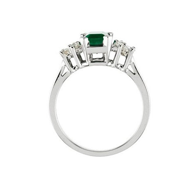 14KT White Gold Genuine Emerald & Diamond Ring 4,4.5,5,5.5,6,6.5,7,7.5,8,8.5,9