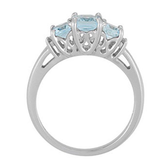 14KT WHITE 1.00 CTW AQUAMARINE & DIAMOND RING 4,4.5,5,5.5,6,6.5,7,7.5,8,8.5,9