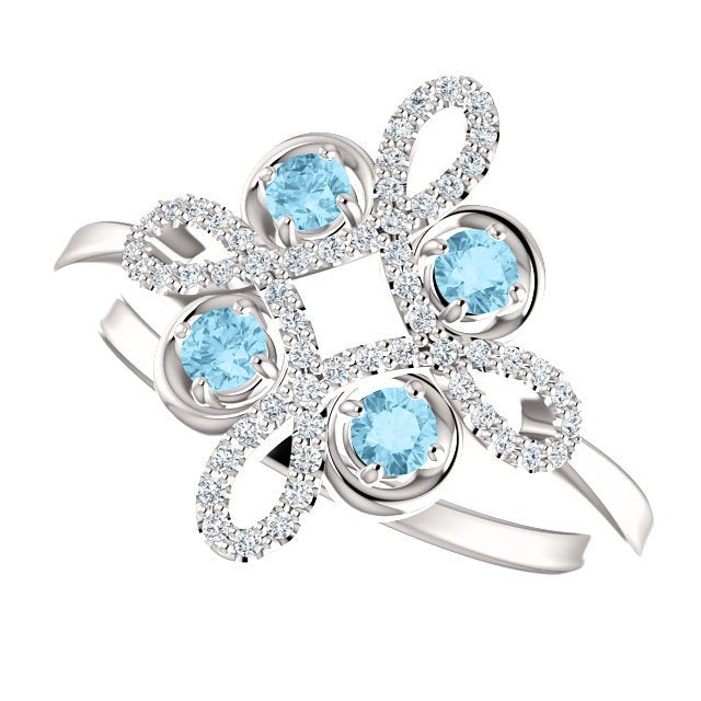 14KT GOLD AQUAMARINE & DIAMOND CLOVER RING 4 / White,4 / Yellow,4 / Rose,4.5 / White,4.5 / Yellow,4.5 / Rose,5 / White,5 / Yellow,5 / Rose,5.5 / White,5.5 / Yellow,5.5 / Rose,6 / White,6 / Yellow,6 / Rose,6.5 / White,6.5 / Yellow,6.5 / Rose,7 / White,7 / Yellow,7 / Rose,7.5 / White,7.5 / Yellow,7.5 / Rose,8 / White,8 / Yellow,8 / Rose,8.5 / White,8.5 / Yellow,8.5 / Rose,9 / White,9 / Yellow,9 / Rose