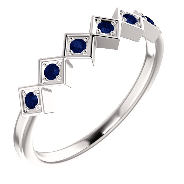 14KT GOLD BLUE SAPPHIRE STACKABLE RING 4 / White,4.5 / White,5 / White,5.5 / White,6 / White,6.5 / White,7 / White,7.5 / White,8 / White,8.5 / White,9 / White