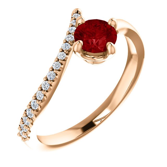 14KT GOLD 2/3 CT RUBY & 1/10 CTW DIAMOND BYPASS RING 4 / Rose,4.5 / Rose,5 / Rose,5.5 / Rose,6 / Rose,6.5 / Rose,7 / Rose,7.5 / Rose,8 / Rose,8.5 / Rose,9 / Rose