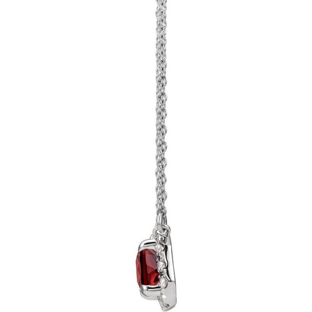 14KT GOLD 0.41 CT GARNET AND 1/8 CTW DIAMOND HALO NECKLACE White,Yellow,Rose