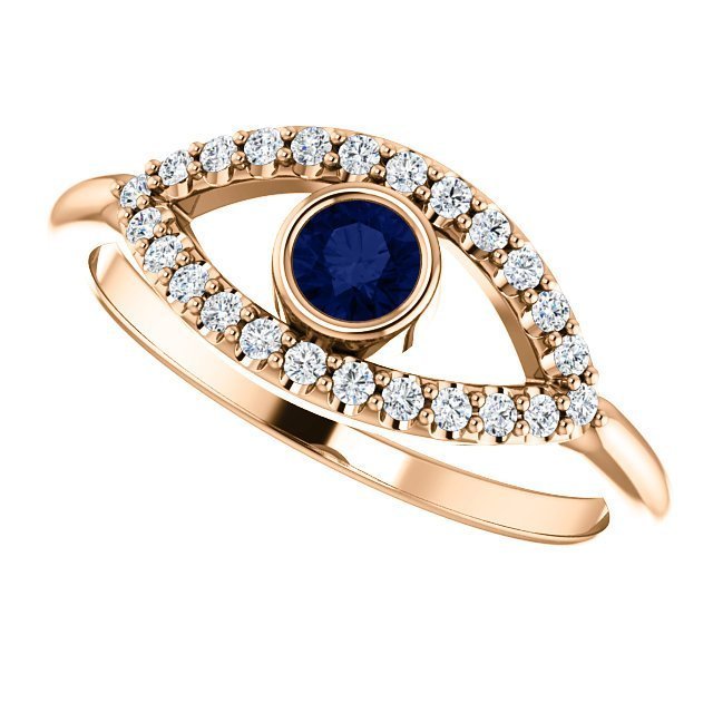 14KT GOLD 0.21 CT BLUE SAPPHIRE & 0.48 CTW WHITE SAPPHIRE EVIL EYE RING Lab-Created / 4 / Rose,Lab-Created / 4 / White,Lab-Created / 4 / Yellow,Lab-Created / 4.5 / Rose,Lab-Created / 4.5 / White,Lab-Created / 4.5 / Yellow,Lab-Created / 5 / Rose,Lab-Created / 5 / White,Lab-Created / 5 / Yellow,Lab-Created / 5.5 / Rose,Lab-Created / 5.5 / White,Lab-Created / 5.5 / Yellow,Lab-Created / 6 / Rose,Lab-Created / 6 / White,Lab-Created / 6 / Yellow,Lab-Created / 6.5 / Rose,Lab-Created / 6.5 / White,Lab-Created / 6.5