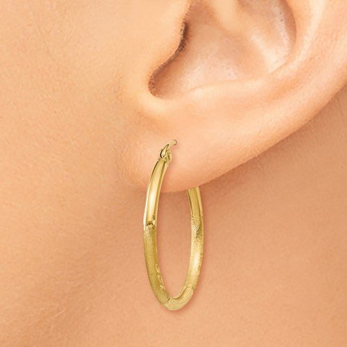 14KT Yellow Gold Satin Hoop Earrings