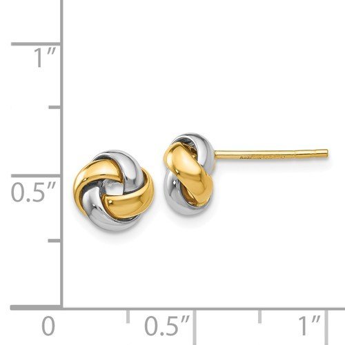 14KT Two-Tone Gold Knot Post Earrings